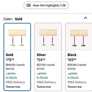 Elegant Gold Table Lamp Set